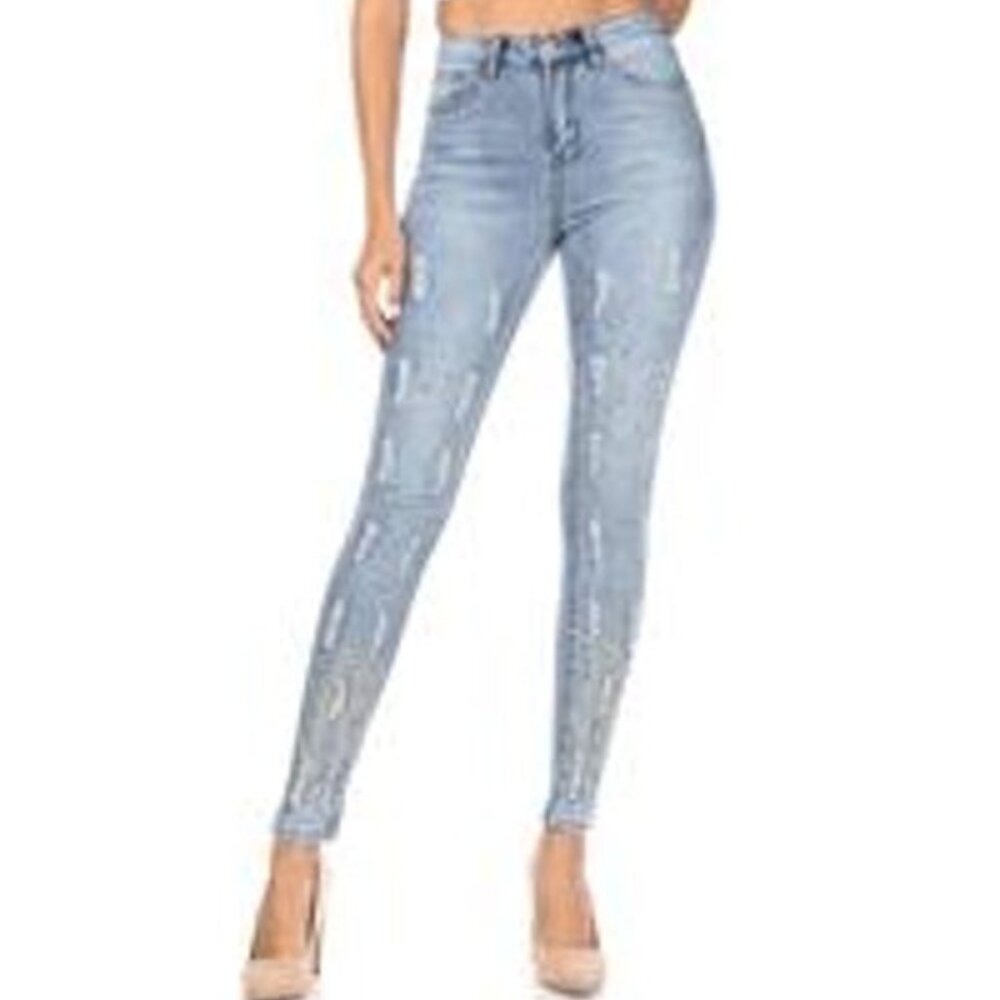 Denim Couture skinny jeans with rhinestone details